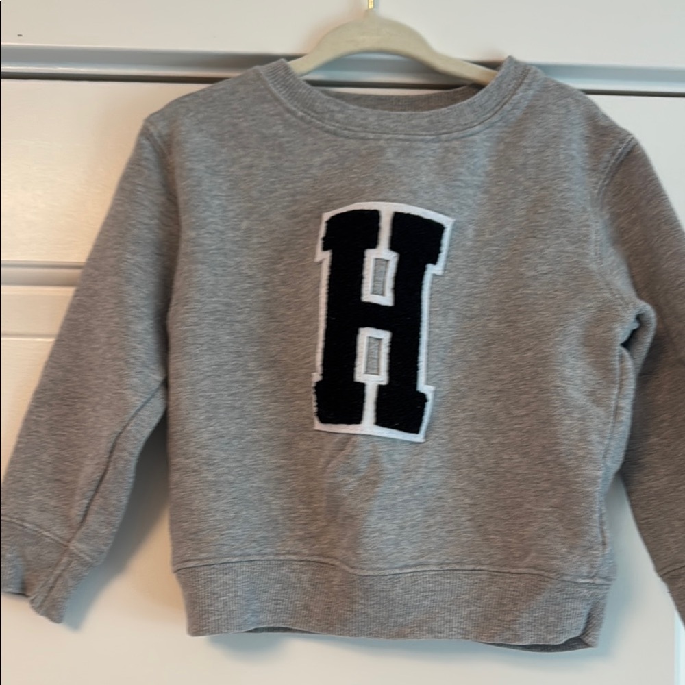 Gray Kids Sweatshirt with Black H Lettering